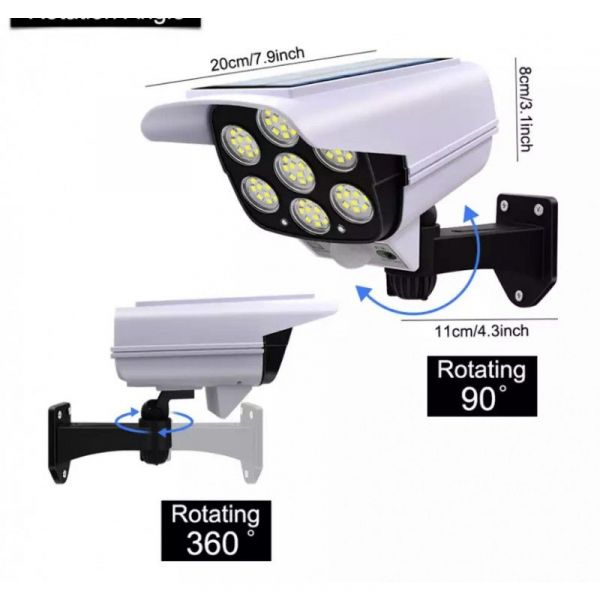 Proiector de exterior cu senzor de mișcare, alimentat solar (simulare cameră)