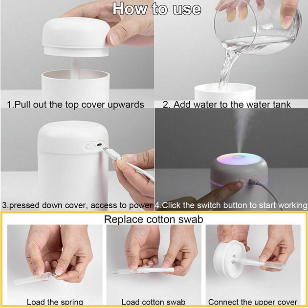 Увлажнитель воздуха Colorful Humidifier H2O; с LED-подсветкой