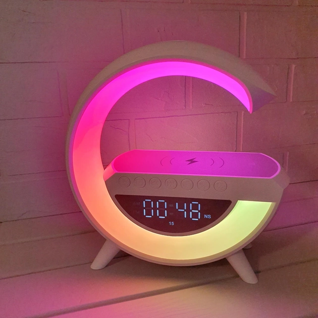 Boxă-lumină de veghe 3 în 1: ceas, muzică, încărcare wireless