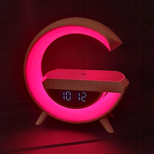 Boxă-lumină de veghe 3 în 1: ceas, muzică, încărcare wireless
