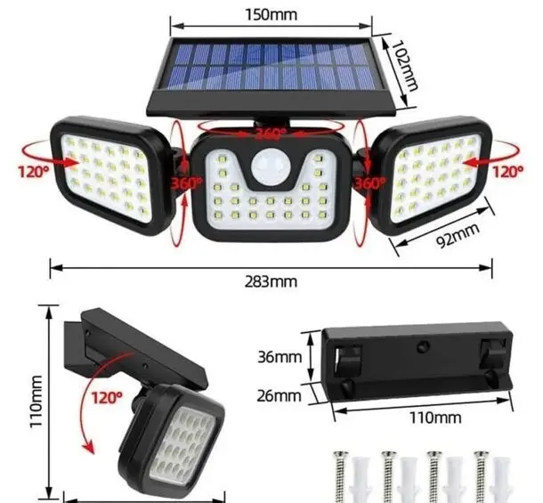 Lampă stradală cu senzor de mișcare, solară