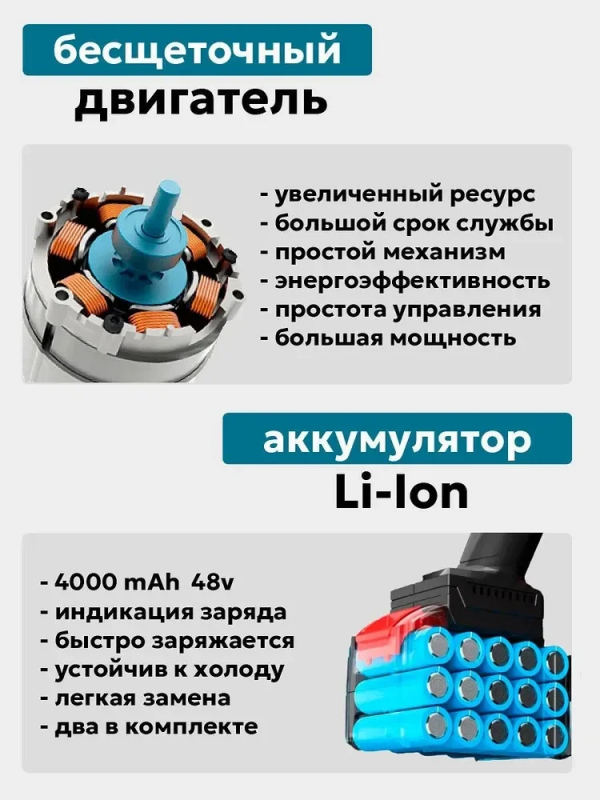 Пила цепная аккумуляторная бесщеточная STOHF 1200Вт (2 АКБ 4 А/ч, шина 30 см, кейс)