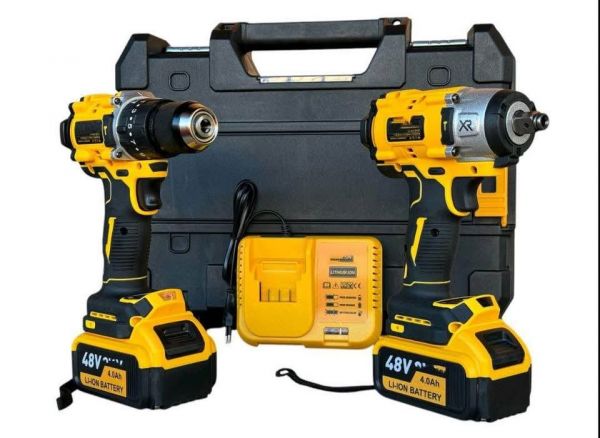 Набор аккумуляторных инструментов 2в1 Гайковерт + Ударный дрель-шуруповерт, 2 АКБ 48V