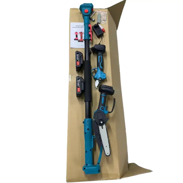 Set 3în1: Foarfecă + Mini-ferăstrău + Tija telescopică 3 m, 36V, 5Ah, 2 acumulatori