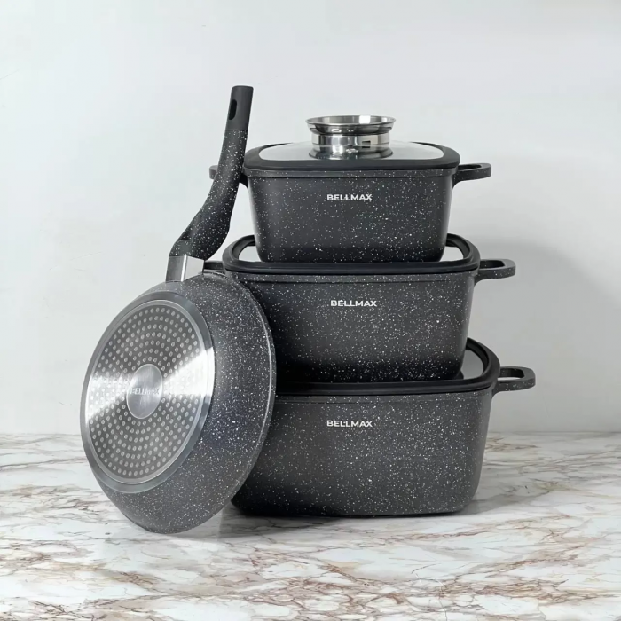 Набор посуды Bellmax Cookware Set BM-132; 7 предметов, чёрный