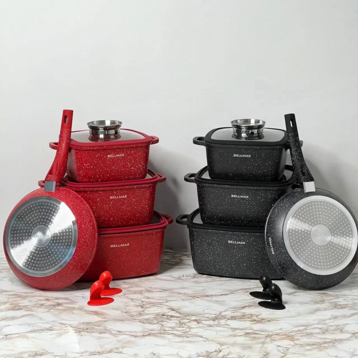Набор посуды Bellmax Cookware Set BM-132; 7 предметов, чёрный