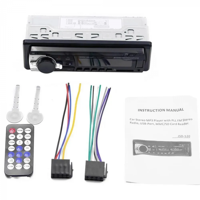 Автомагнитола с поддержкой Bluetooth, MP3, AUX, с пультом дистанционного управления, 1DIN