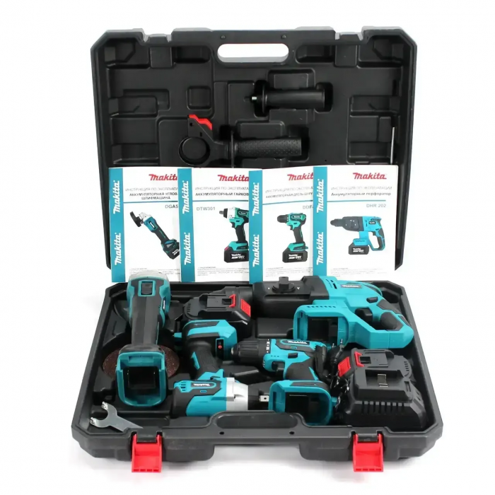 Набор электроинструментов 4в1; перфоратор, УШМ, шуруповерт, гайковерт 