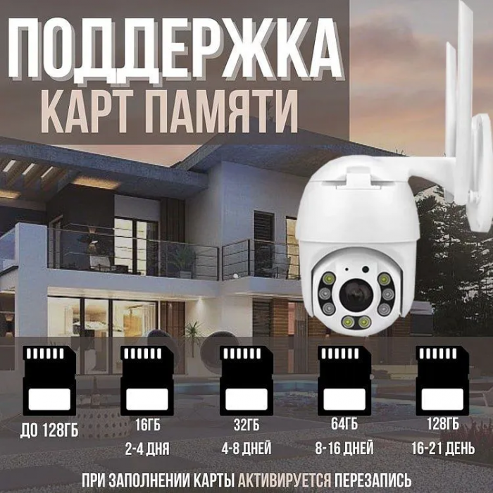 Камера IPC-V380-8; поворотная, уличная, IP WiFi, 1080P