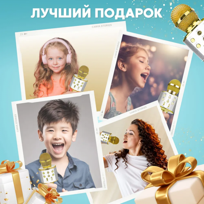 Микрофон-караоке ZEBRA; беспроводной, с динамиком
