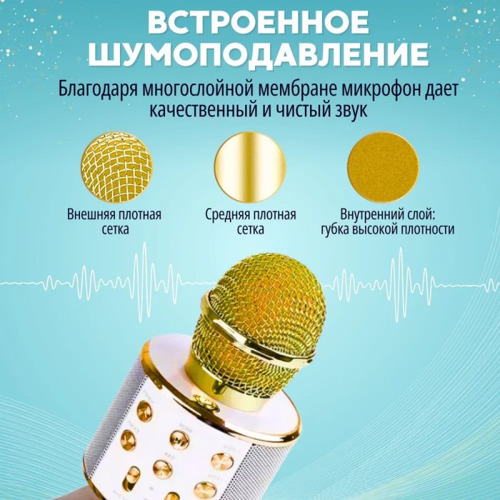 Микрофон-караоке ZEBRA; беспроводной, с динамиком