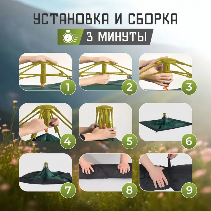 Палатка туристическая, автоскладная, с москитной сеткой, 200*200 cм