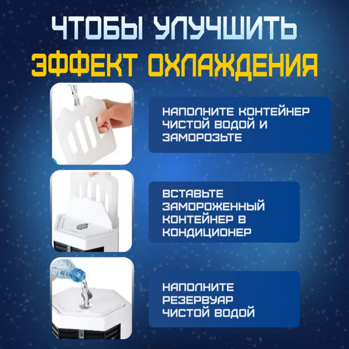 Настольный мобильный кондиционер с увлажнителем воздуха и аккумулятором холода/Arctik Cool Ultra-PRO