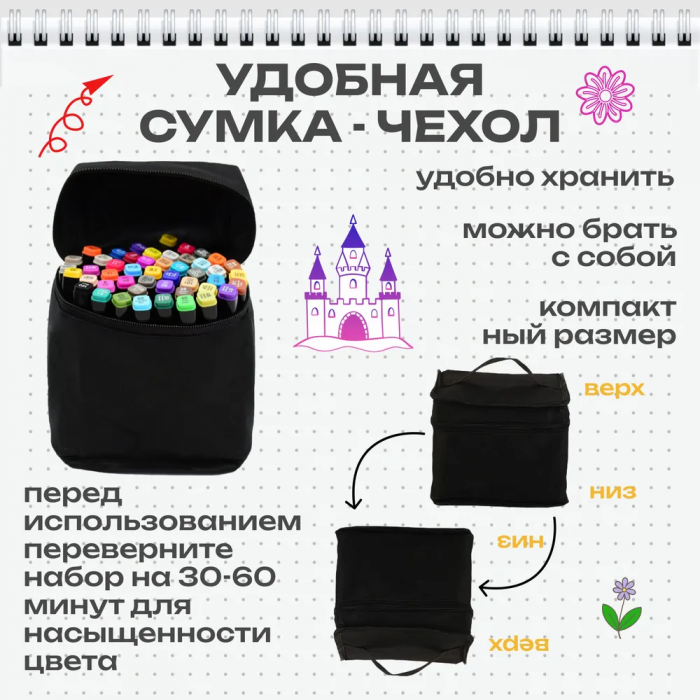 Маркеры Touch; 36 цветов, двухсторонние, для скетчинга