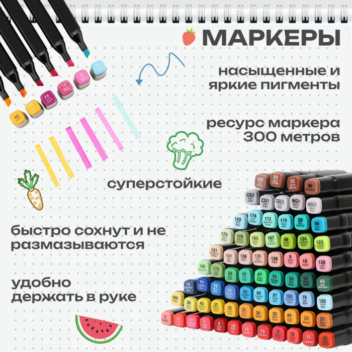 Маркеры Touch; 36 цветов, двухсторонние, для скетчинга