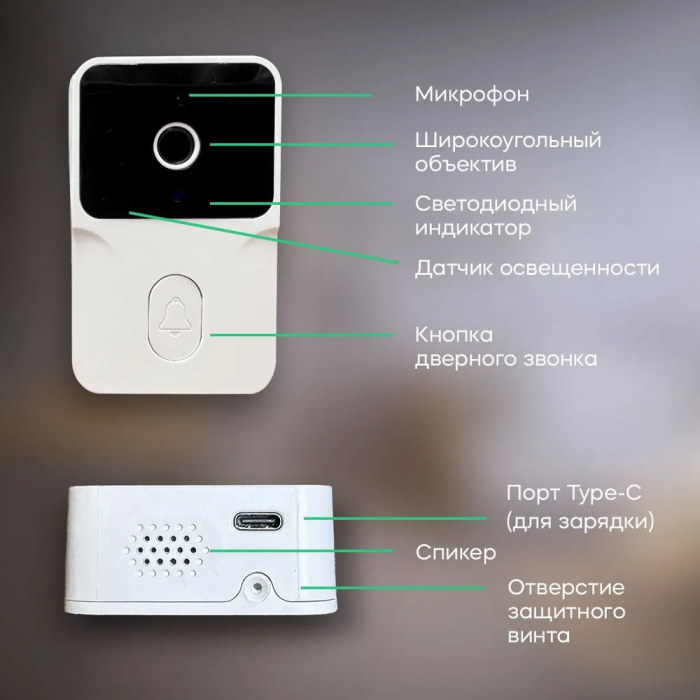 Умный беспроводной дверной глазок, домофон M6, с двухсторонней аудиосвязью