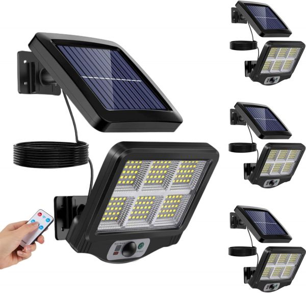 Lampă stradală cu panou solar detașabil și telecomandă, 120W