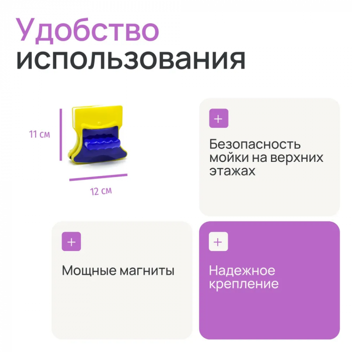 Магнитная щетка для мытья окон с обоих сторон одновременно