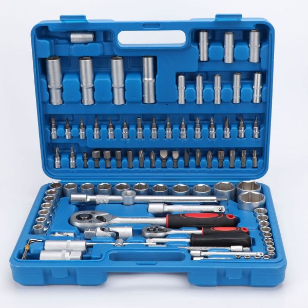 Набор инструментов в кейсе на 108 деталей (отвертки, ключи трещоточные, головки торцевые, шестиграники)