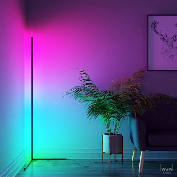 Торшер угловой ZEBRA; RGB, 120 см, с пультом ДУ