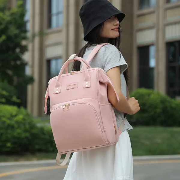 Вместительный мультифунциональный рюкзак, ЭКО-материал, розовый