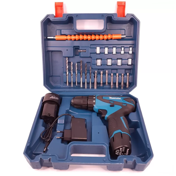 Шуруповерт DF330DWE (12V ,2Ah) с набором бит, сверл, насадок