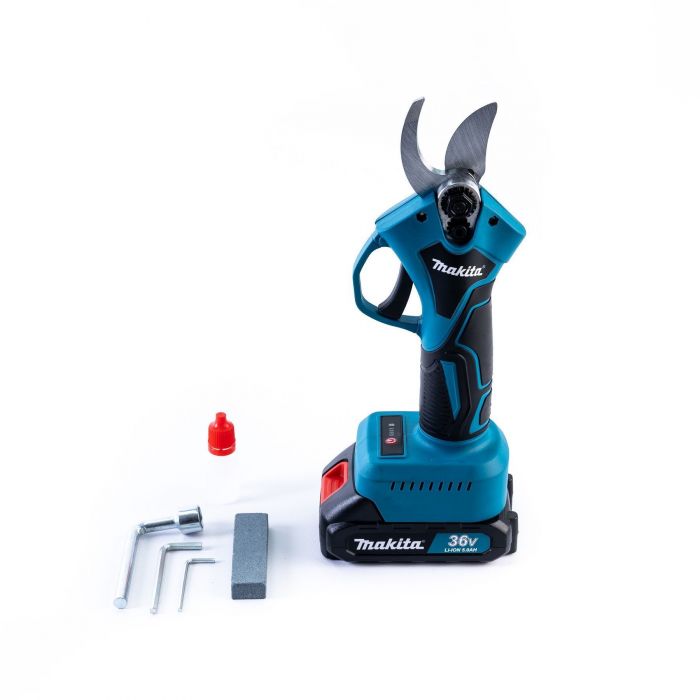 Set 3în1: Foarfecă + Mini-ferăstrău + Tija telescopică 3 m, 36V, 5Ah, 2 acumulatori