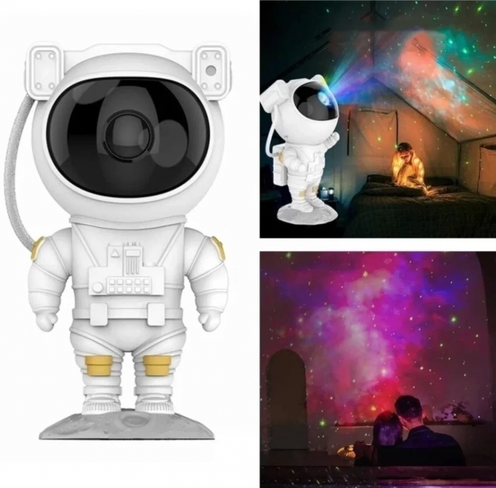 Lampa de veghe cu acumulator Astronaut, proiector de cer înstelat cu telecomandă
