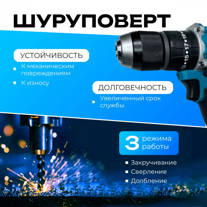 Набор аккумуляторного электроинструмента 3в1: Дрель-Шуруповерт бесщеточный металлический патрон + гайковерт аккумуляторный  + УШМ (болгарка), 2 АКБ 36V/ 5A.h.
