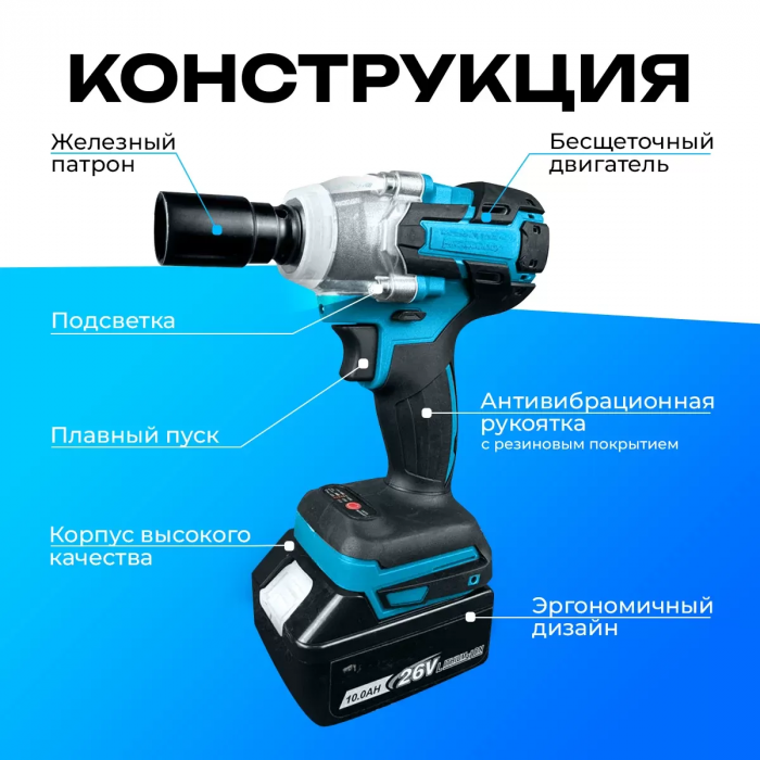 Набор аккумуляторного электроинструмента 3в1: Дрель-Шуруповерт бесщеточный металлический патрон + гайковерт аккумуляторный  + УШМ (болгарка), 2 АКБ 36V/ 5A.h.
