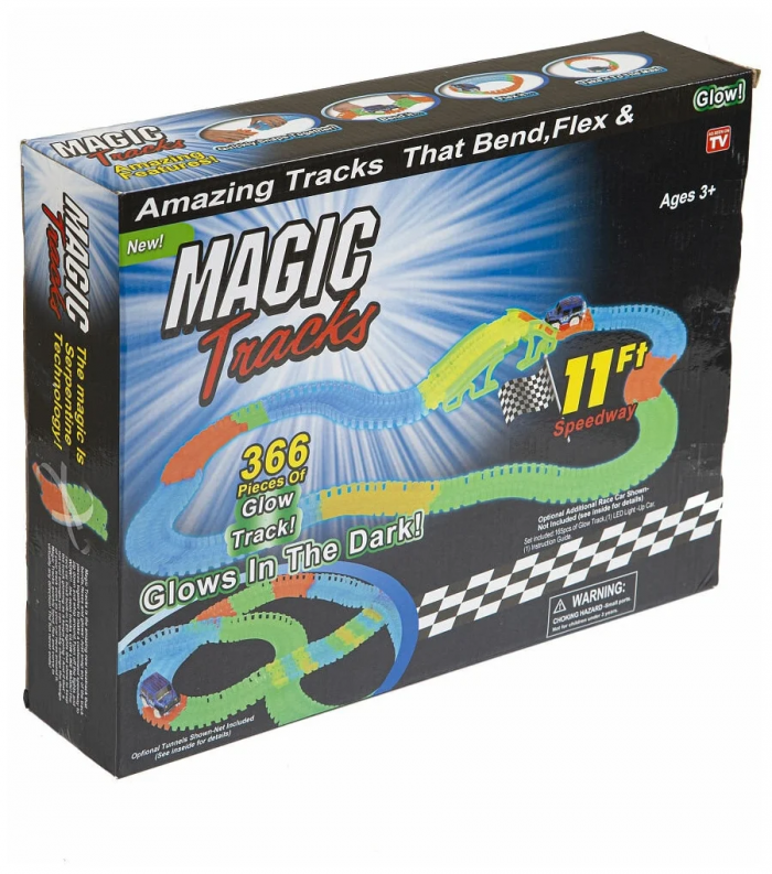 Светящийся гибкий трек MAGIC TRACKS 366 деталей, трек + 2 гоночные машины