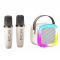 Boxă wireless Bluetooth cu 2 microfoane și iluminare, mod karaoke