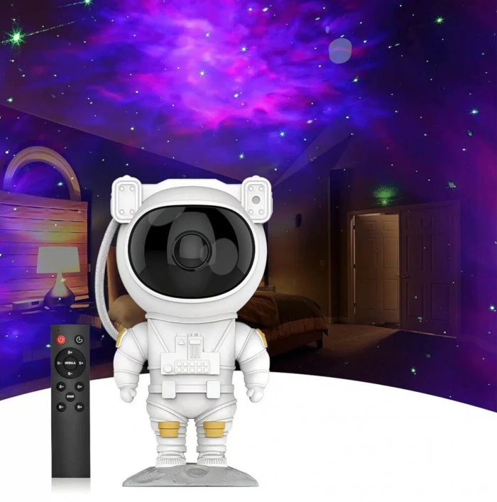 Lampa de veghe cu acumulator Astronaut, proiector de cer înstelat cu telecomandă