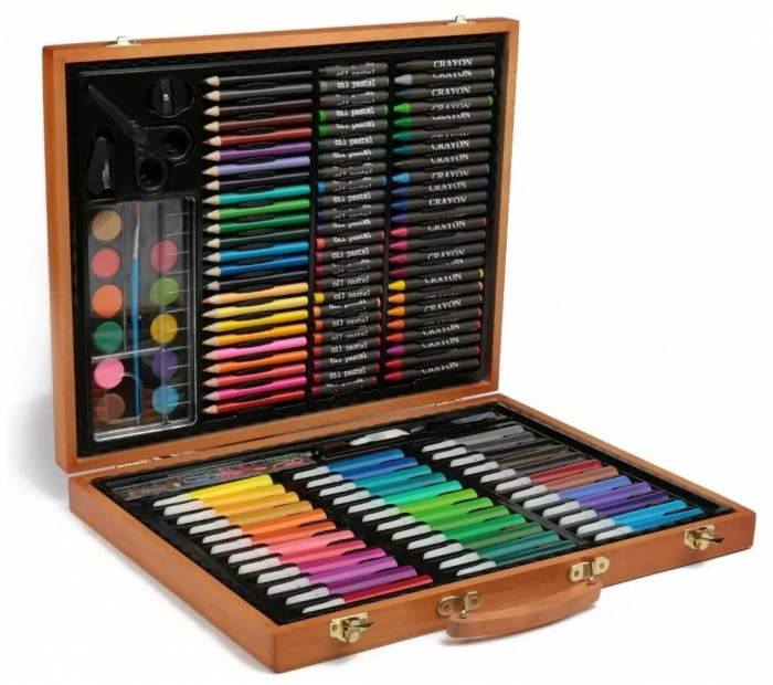 Художественный набор для рисования в деревянном кейсе, набор для творчества "Artistic Set" 150 предметов