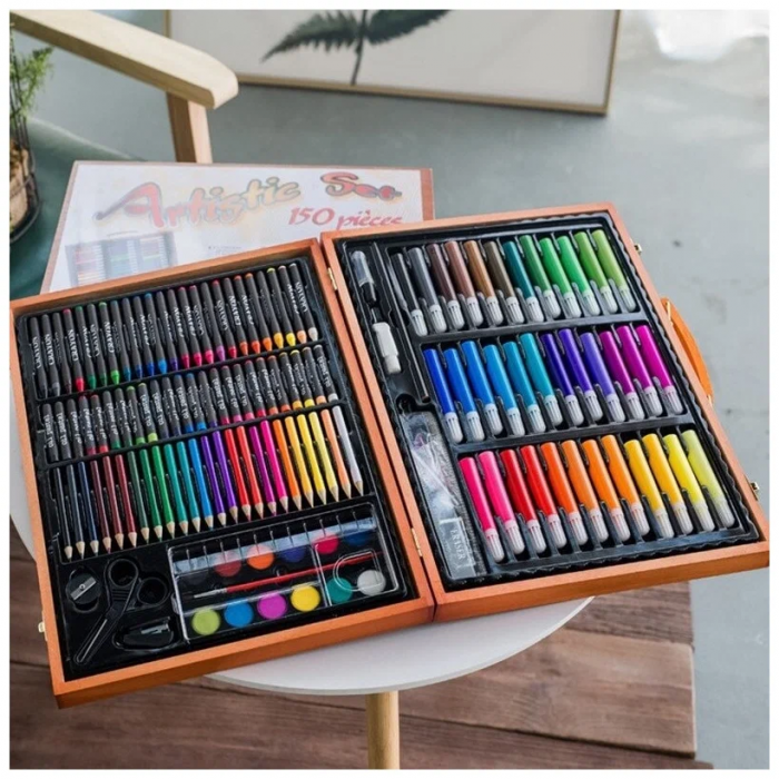 Художественный набор для рисования в деревянном кейсе, набор для творчества "Artistic Set" 150 предметов