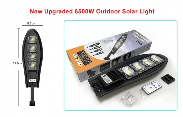 Lampă stradală solară, senzor de mișcare, telecomandă