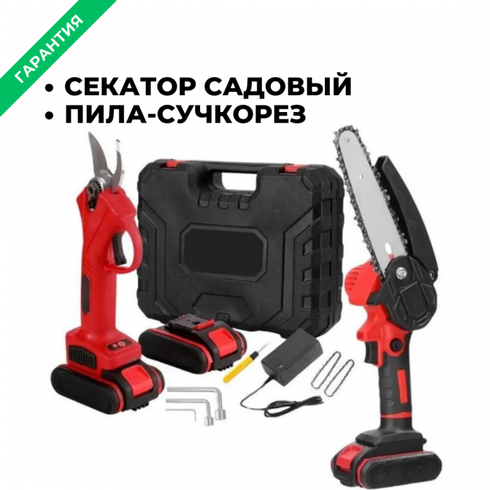 Набор электроинструментов 2в1 ZEBRA; пила, секатор, аккумуляторный, 2 АКБ